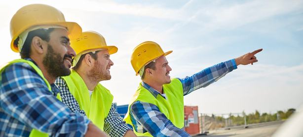 Construction professionals working together